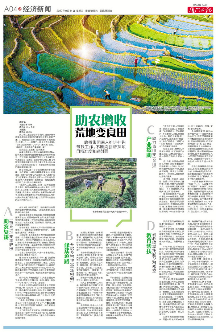 0914【集團黨辦】廈門(mén)日報：助農增收 荒地變良田.jpg